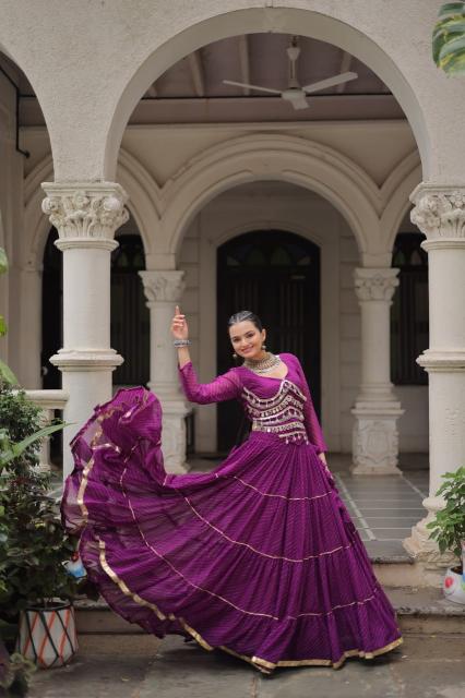 NAVRATRI KA 5047 Leheriya Purple Party wear lehenga choli in Pune